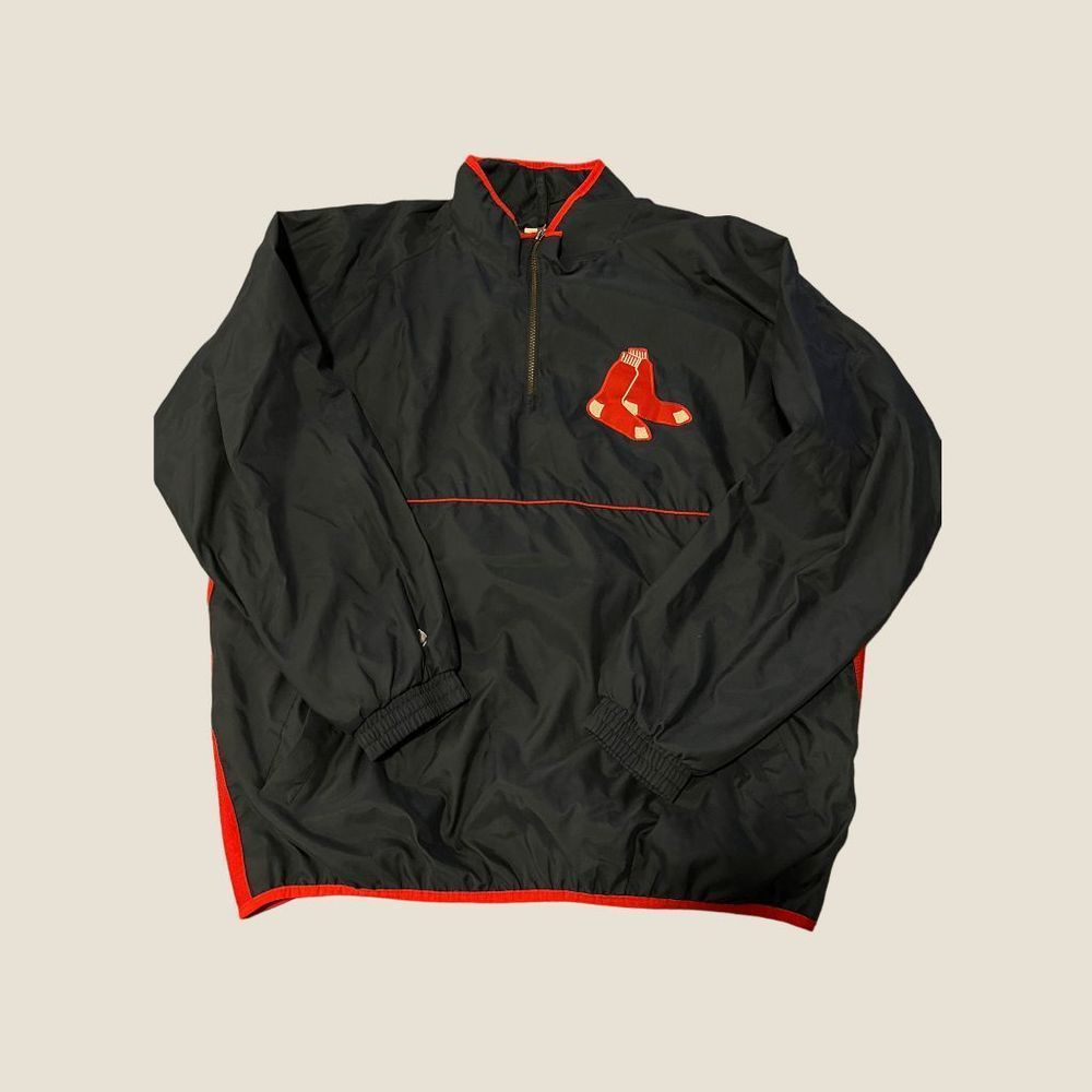 Vintage Majestic MLB Red Sox's Half Zip Blue/Red Size XXL